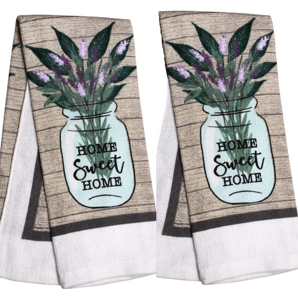 Kitchen Towels 6pc set, Home Sweet Home, Lavender - Picture 6 of 7